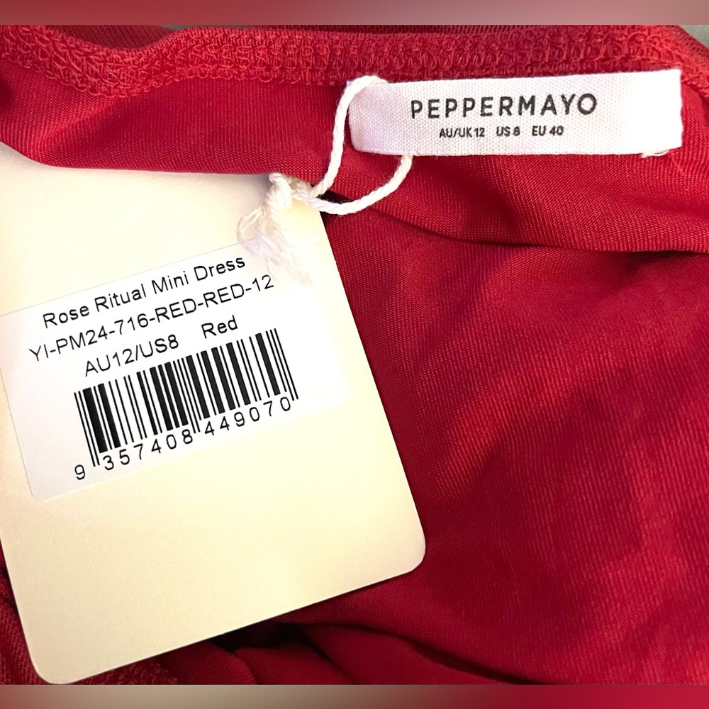 Peppermayo Red Rose Ritual Mini Dress Size 8 Large NWT NEW - Picture 2 of 9
